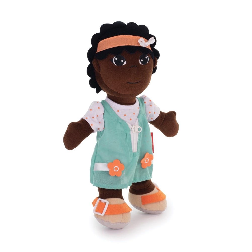 New Miniland Educational Diversity Fastening Soft Doll, African Girl 15”H